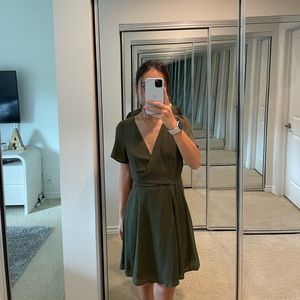 UO olive green wrap dress
